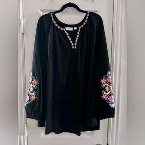 Kim Gravel Embroidered Black Blouse